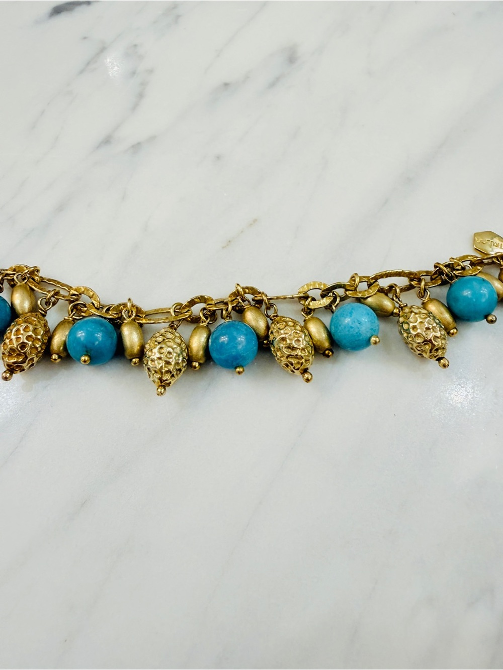 Etrusca Sterling Silver & 18K Gold Overlay Turquoise Charm Bracelet – Italy - Picture 6 of 15
